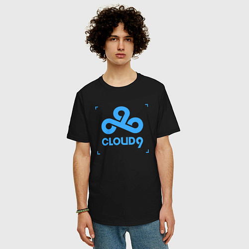 Мужская футболка оверсайз Cloud9 - tecnic blue / Черный – фото 3