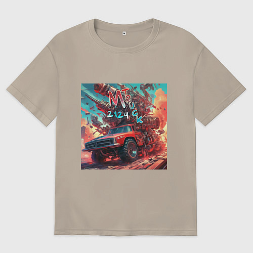 Мужская футболка оверсайз M Truck 2124 / Миндальный – фото 1