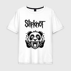 Футболка оверсайз мужская Slipknot - rock panda, цвет: белый