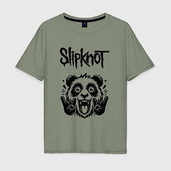 Футболка оверсайз мужская Slipknot - rock panda, цвет: авокадо