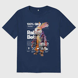 Футболка оверсайз мужская Будь как кролик, цвет: тёмно-синий