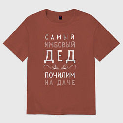 Футболка оверсайз мужская Самый имбовый дед почилим на даче, цвет: кирпичный