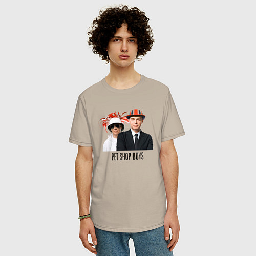 Мужская футболка оверсайз Pet Shop Boys - synthpop from england / Миндальный – фото 3