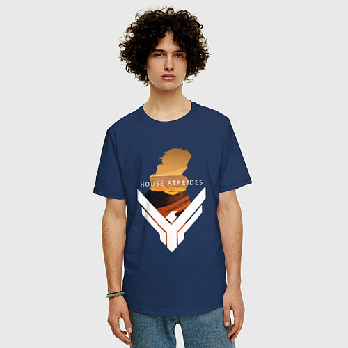 Мужская футболка оверсайз House Arteides - Dune / Тёмно-синий – фото 3