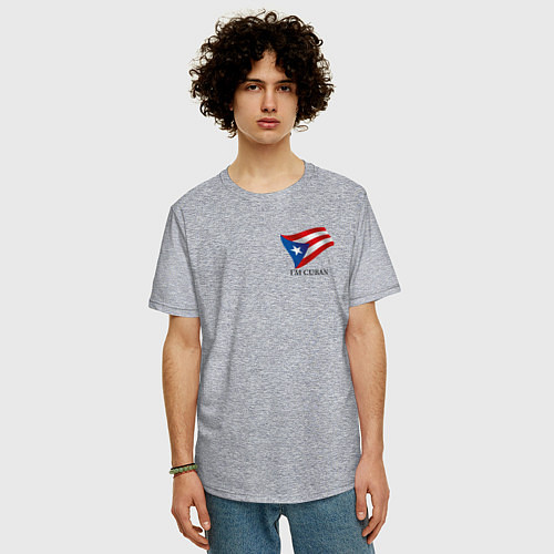 Мужская футболка оверсайз Im Cuban - motto / Меланж – фото 3