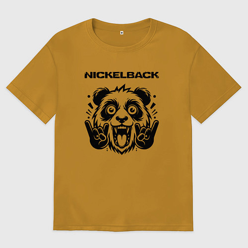 Мужская футболка оверсайз Nickelback - rock panda / Горчичный – фото 1