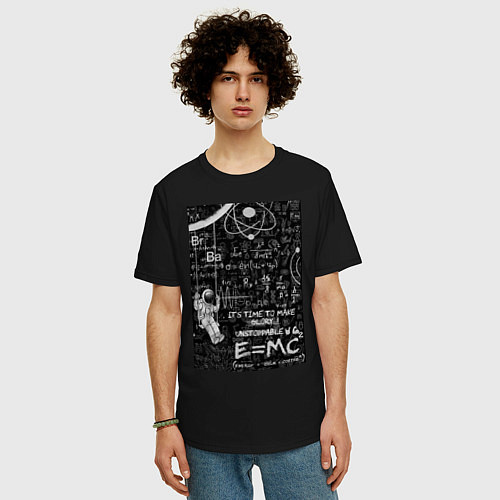 Мужская футболка оверсайз Космос формулы / Черный – фото 3
