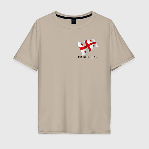Мужская футболка оверсайз Im Georgian - motto / Миндальный – фото 1