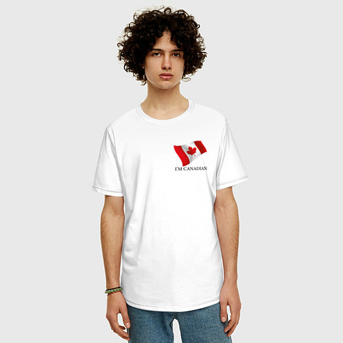 Мужская футболка оверсайз Im Canadian - motto / Белый – фото 3