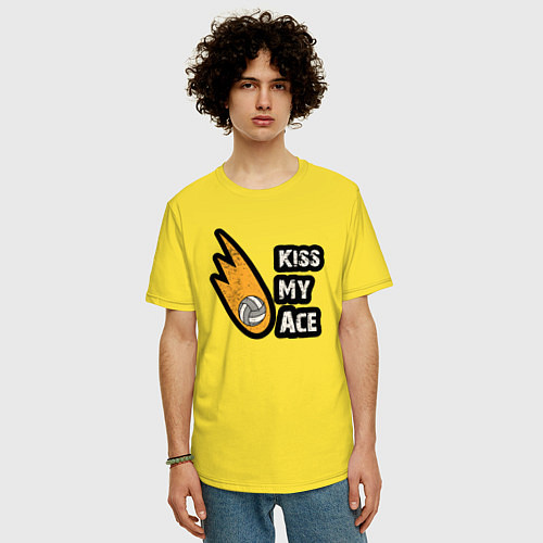 Мужская футболка оверсайз Kiss my ace volleyball / Желтый – фото 3