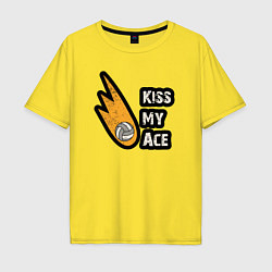 Футболка оверсайз мужская Kiss my ace volleyball, цвет: желтый