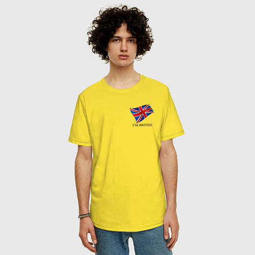 Мужская футболка оверсайз Im British - motto / Желтый – фото 3