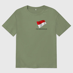 Футболка оверсайз мужская Im Indonesian - motto, цвет: авокадо