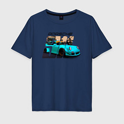 Футболка оверсайз мужская Немецкий спортивный автомобиль Порше, цвет: тёмно-синий