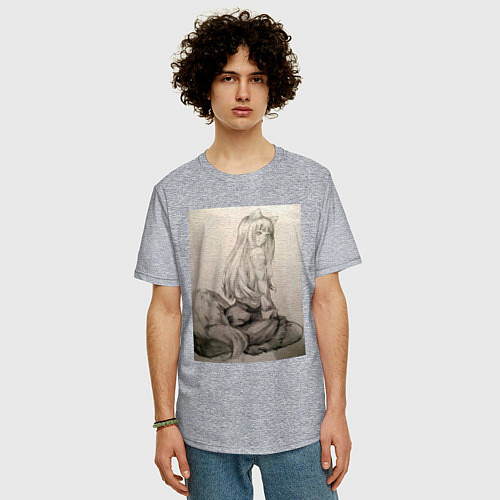 Мужская футболка оверсайз Мудрая волчица Холо / Меланж – фото 3