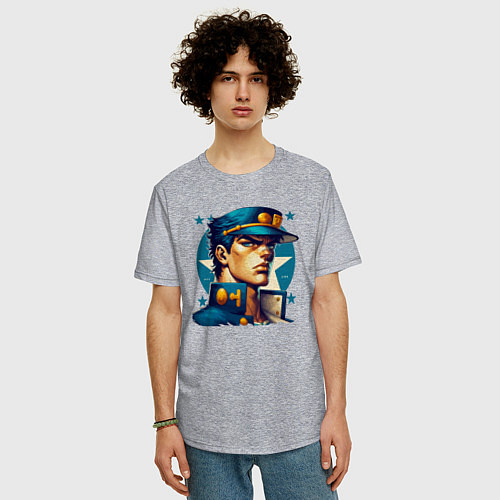 Мужская футболка оверсайз Jojo - Jotaro Kujo ai art / Меланж – фото 3