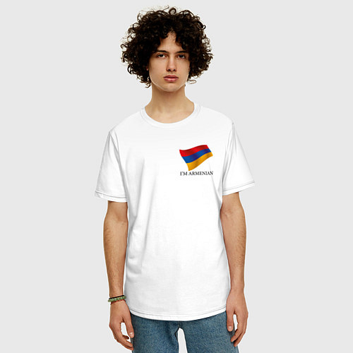 Мужская футболка оверсайз Im Armenian - motto / Белый – фото 3