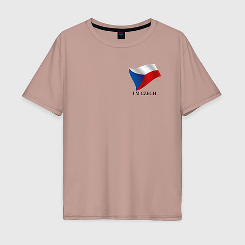 Мужская футболка оверсайз Im Czech - motto / Пыльно-розовый – фото 1
