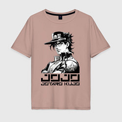 Футболка оверсайз мужская Jotaro Kujo - jojo ai art, цвет: пыльно-розовый