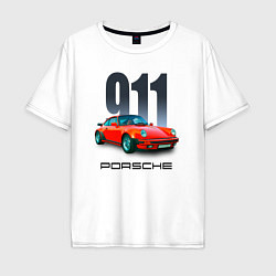 Футболка оверсайз мужская Porsche 911 спортивный немецкий автомобиль, цвет: белый