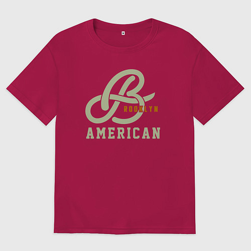 Мужская футболка оверсайз Brooklyn american / Маджента – фото 1