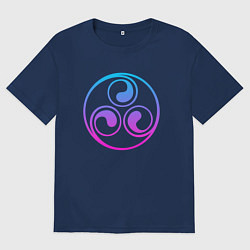 Футболка оверсайз мужская Лиловый круглый трискелион, цвет: тёмно-синий