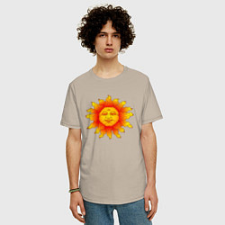 Футболка оверсайз мужская Огненное солнце, цвет: миндальный — фото 2