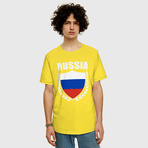 Мужская футболка оверсайз Russian flag / Желтый – фото 3