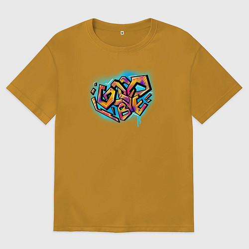 Мужская футболка оверсайз Good bye graffiti / Горчичный – фото 1