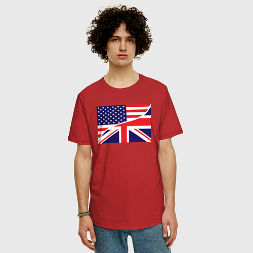Мужская футболка оверсайз США и Великобритания / Красный – фото 3