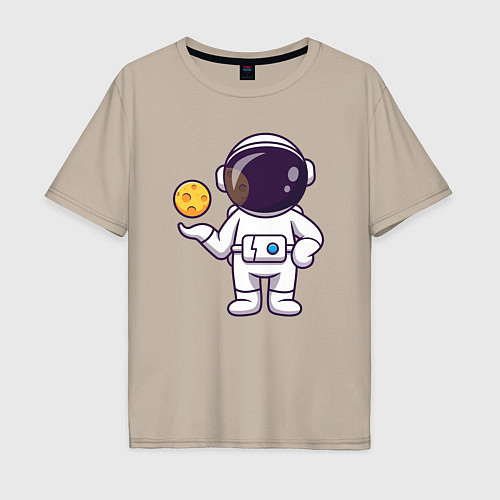 Мужская футболка оверсайз Космонавт и планета / Миндальный – фото 1