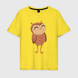 Футболка оверсайз мужская Довольная сова, цвет: желтый