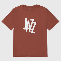 Футболка оверсайз мужская Jazz retro in white, цвет: кирпичный