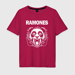 Футболка оверсайз мужская Ramones rock panda, цвет: маджента