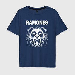 Футболка оверсайз мужская Ramones rock panda, цвет: тёмно-синий
