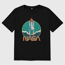 Футболка оверсайз мужская NASA spaceship, цвет: черный