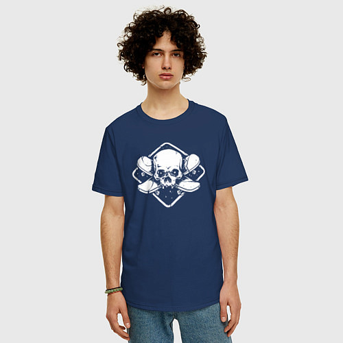 Мужская футболка оверсайз Skater death / Тёмно-синий – фото 3