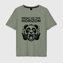 Футболка оверсайз мужская Bring Me the Horizon - rock panda, цвет: авокадо