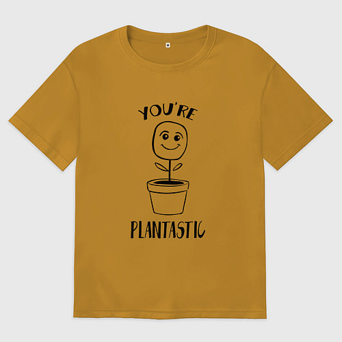 Мужская футболка оверсайз YOURE PLANTASTIC / Горчичный – фото 1