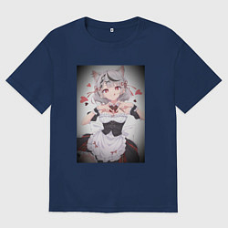 Футболка оверсайз мужская Аниме девочка кошечка витубер Sakamata Chloe, цвет: тёмно-синий