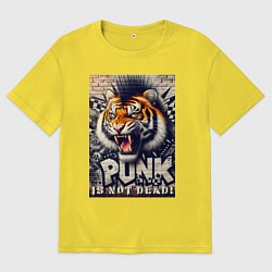 Футболка оверсайз мужская Cool tiger - punks not dead, цвет: желтый
