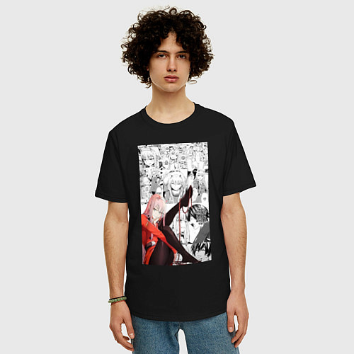 Мужская футболка оверсайз Зеро Ту коллаж / Черный – фото 3
