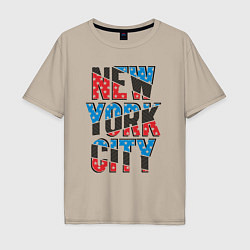 Футболка оверсайз мужская Америка Нью-Йорк, цвет: миндальный
