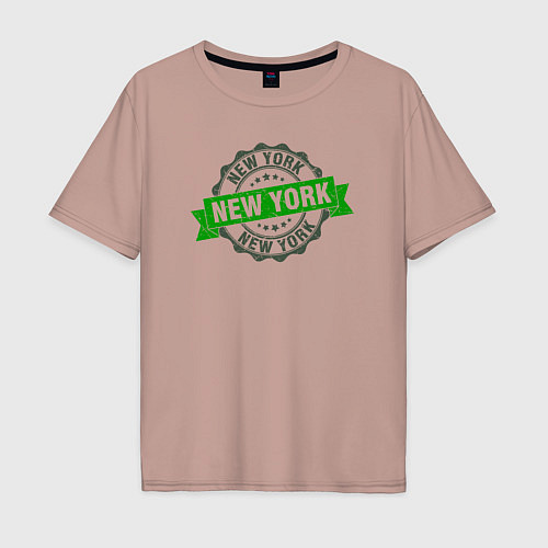 Мужская футболка оверсайз Стиль Нью-Йорк / Пыльно-розовый – фото 1