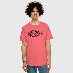 Футболка оверсайз мужская Рыбная рыба, цвет: коралловый — фото 2