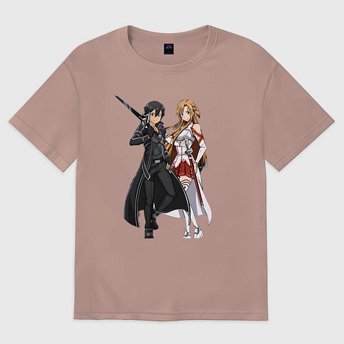 Мужская футболка оверсайз Мечники Кадзуто Киригая / Пыльно-розовый – фото 1