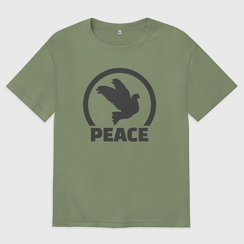 Мужская футболка оверсайз Peace bird / Авокадо – фото 1