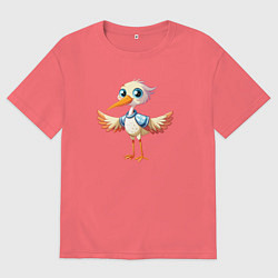 Футболка оверсайз мужская Маленький аистёнок, цвет: коралловый