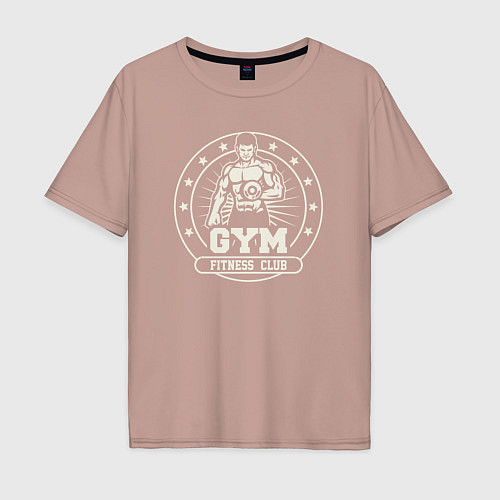 Мужская футболка оверсайз Gym fitness club / Пыльно-розовый – фото 1