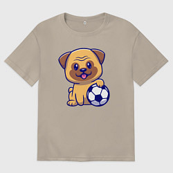 Футболка оверсайз мужская Бульдог футболист, цвет: миндальный